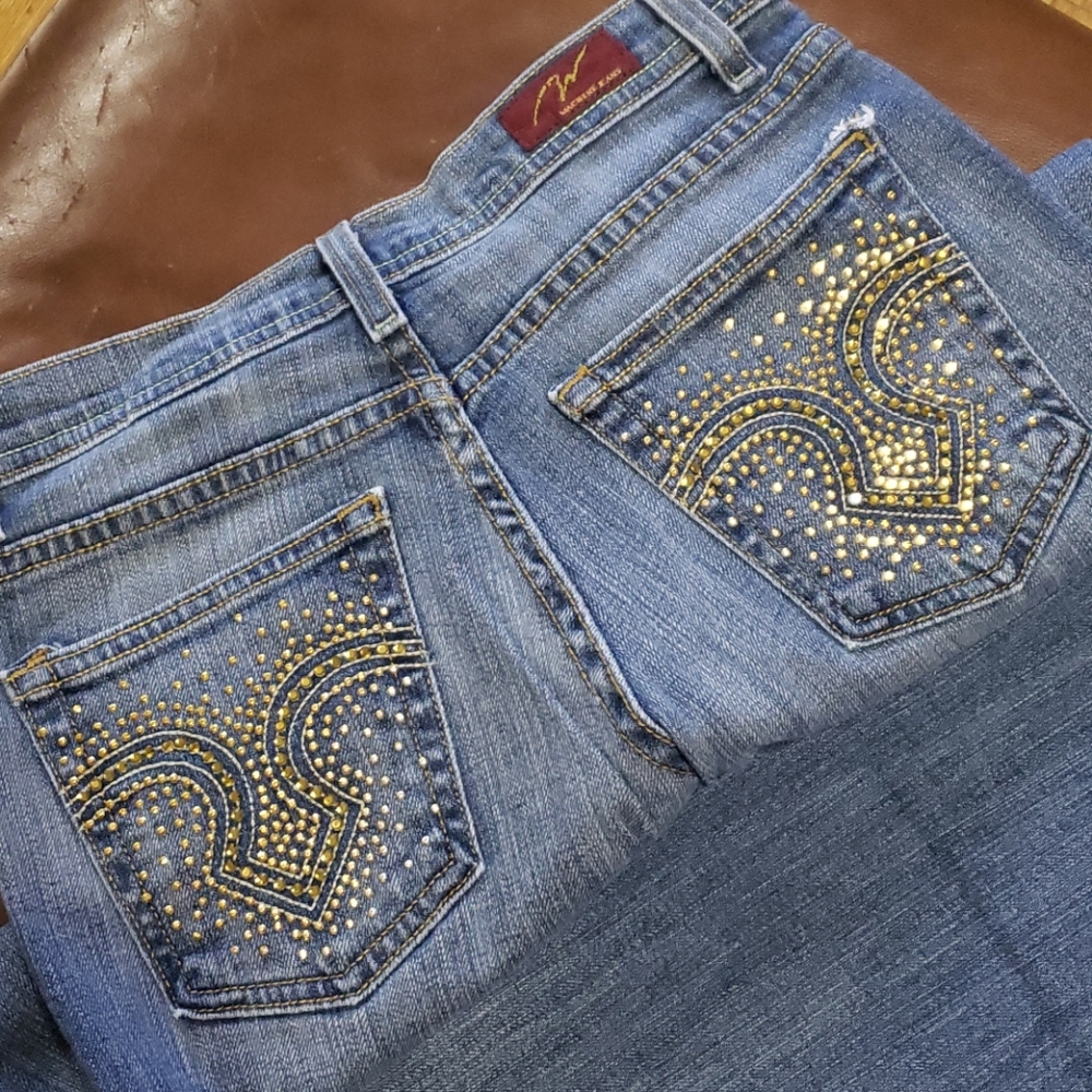 Machine Rhinestone Bootcut Jeans - Picture 8 of 10